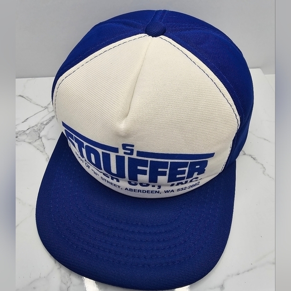 vintage 80s | blue white foam lined snapback baseball hat | MENS OS - Picture 3 of 8